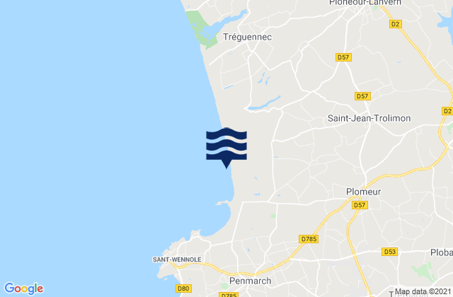 Tronoen, Franceの潮見表地図