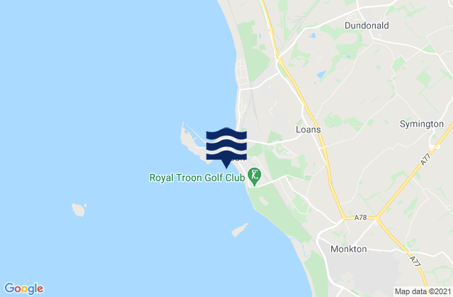Troon Beach, United Kingdomの潮見表地図
