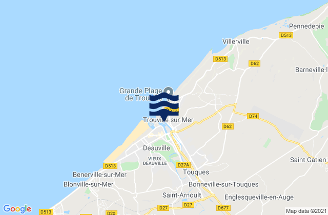 Trouville-sur-Mer, Franceの潮見表地図