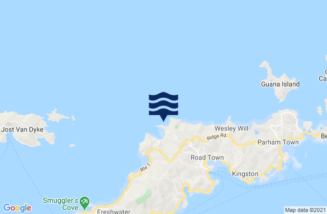 Trunk Bay - Shark Bay, U.S. Virgin Islandsの潮見表地図