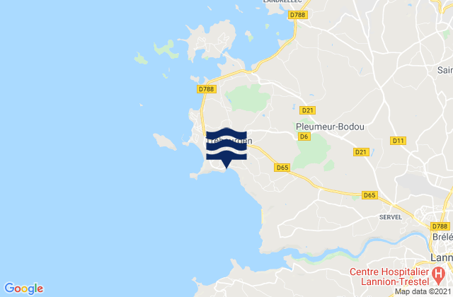 Trébeurden, Franceの潮見表地図