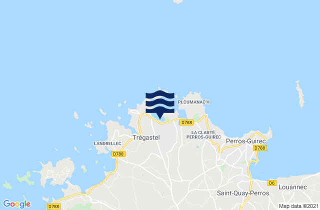 Trégastel, Franceの潮見表地図
