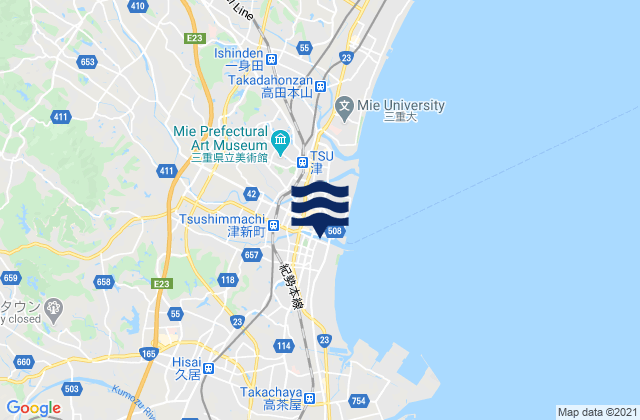 Tsu-shi, Japanの潮見表地図