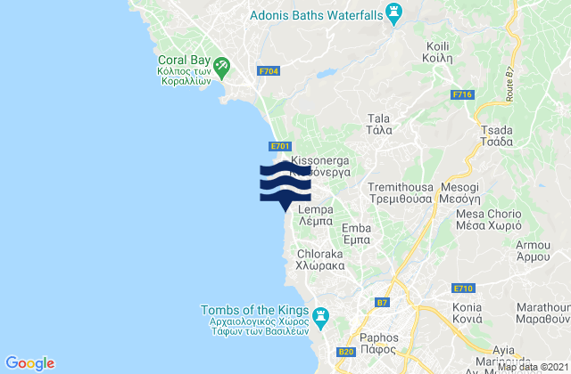 Tsáda, Cyprusの潮見表地図