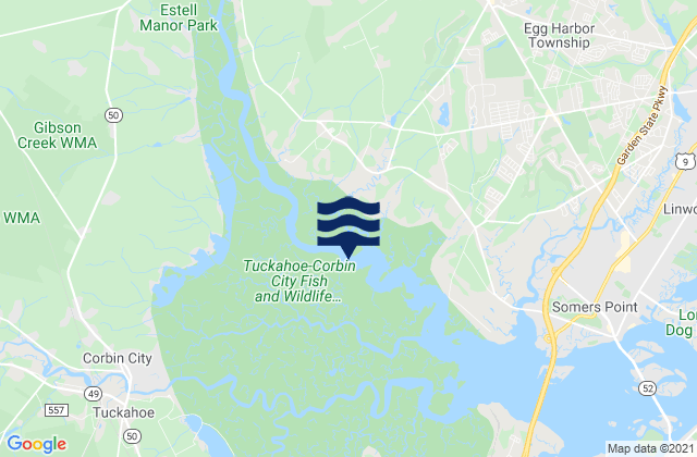 Tuckahoe Tuckahoe River, United Statesの潮見表地図