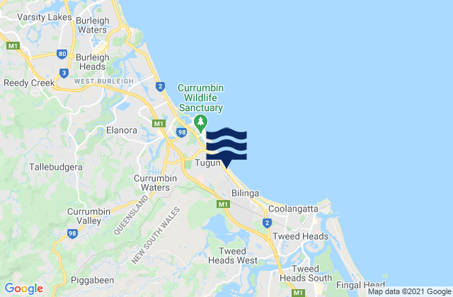 Tugun, Australiaの潮見表地図