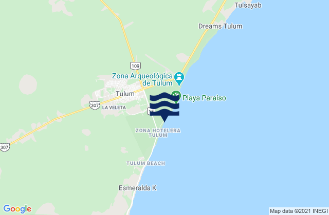 Tulum, Mexicoの潮見表地図