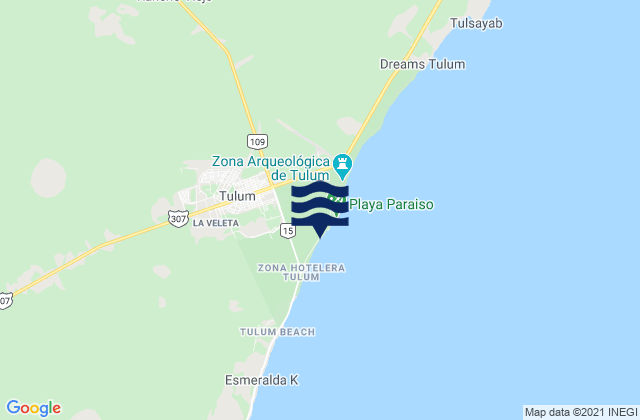 Tulum, Mexicoの潮見表地図