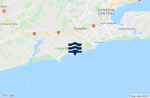 Tunnel Beach, New Zealandの潮見表地図