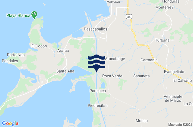 Turbaná, Colombiaの潮見表地図