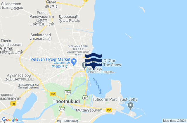 Tuticorin Gulf of Mannar, Indiaの潮見表地図