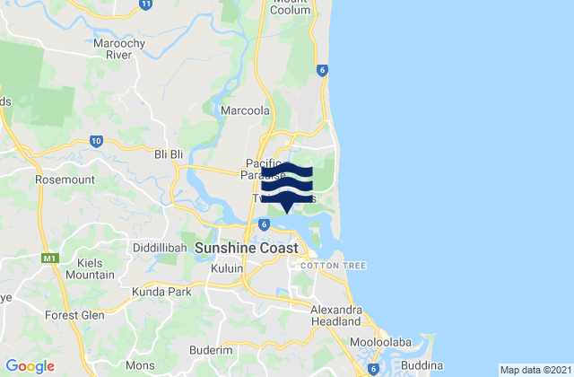 Twin Waters, Australiaの潮見表地図