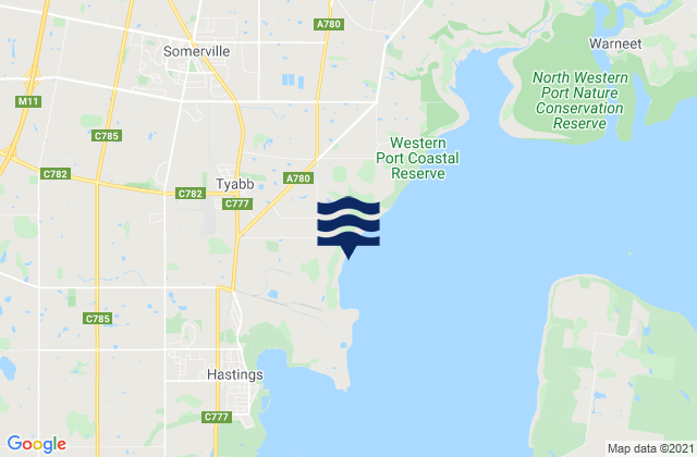 Tyabb, Australiaの潮見表地図