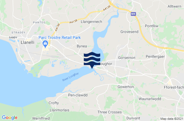 Tycroes, United Kingdomの潮見表地図