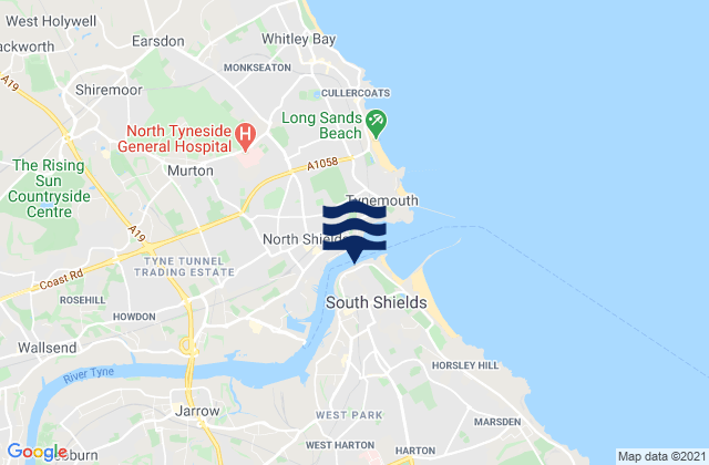 Tyne River Entrance, United Kingdomの潮見表地図