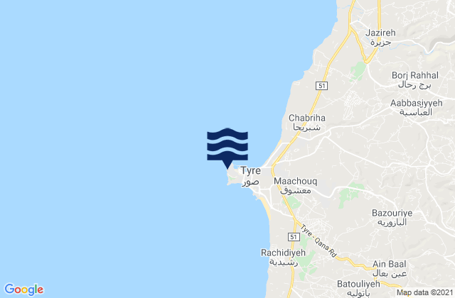 Tyre, Lebanonの潮見表地図