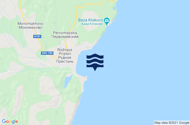 Tyutikha Bay, Russiaの潮見表地図