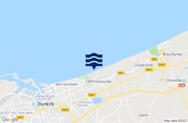 Téteghem, Franceの潮見表地図