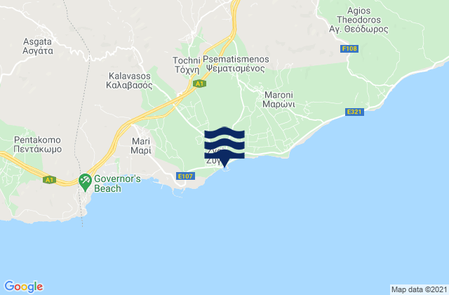 Tóchni, Cyprusの潮見表地図