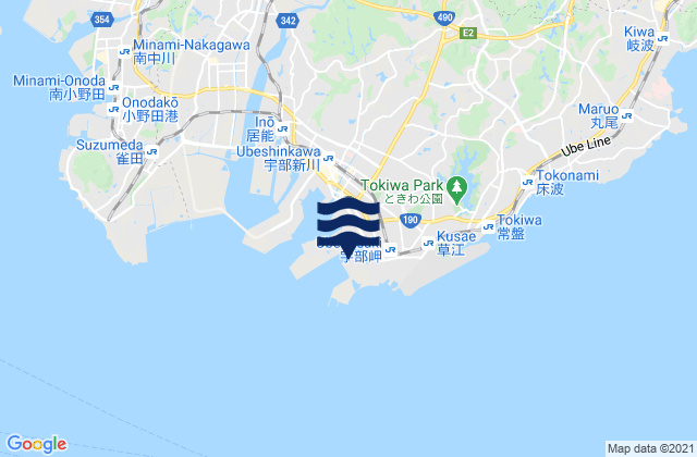 Ube Ko, Japanの潮見表地図