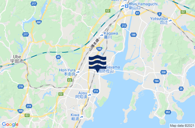 Ube Shi, Japanの潮見表地図