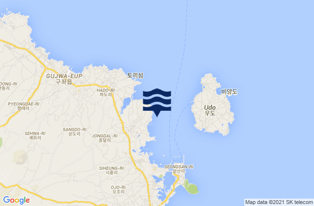 Udo-sudo, South Koreaの潮見表地図
