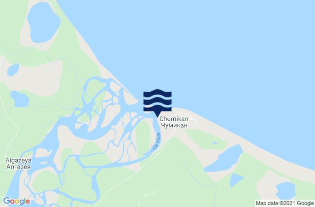 Udskaya Bay, Russiaの潮見表地図