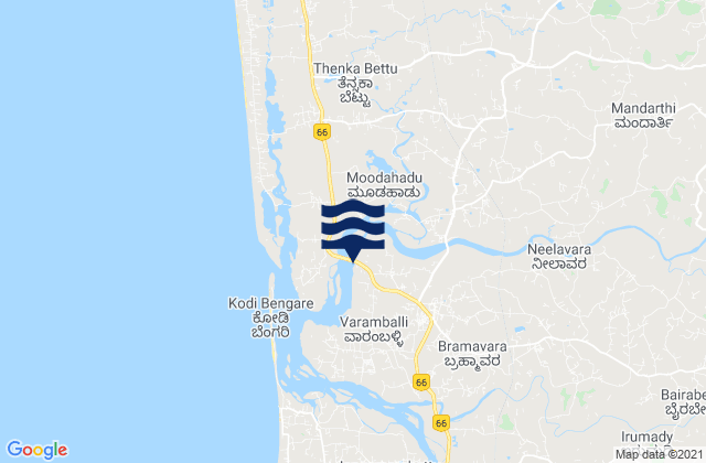 Udupi, Indiaの潮見表地図