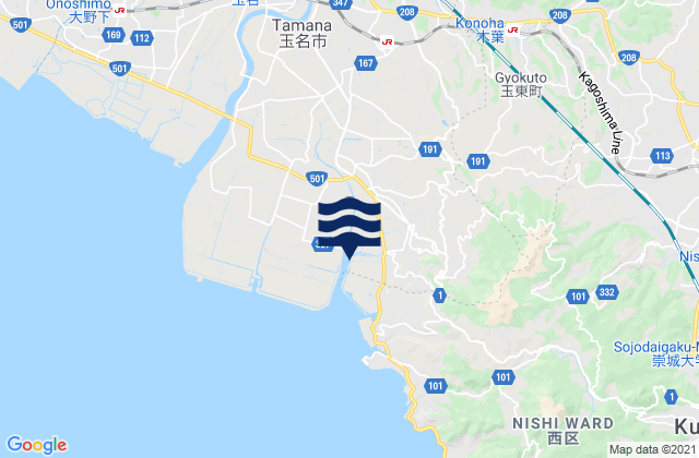 Uekimachi-mōno, Japanの潮見表地図