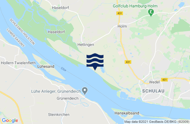 Uetersen Pinnau , Denmarkの潮見表地図