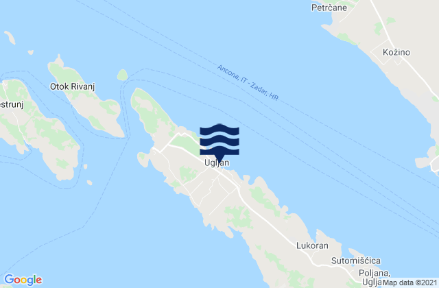 Ugljan, Croatiaの潮見表地図