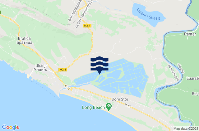 Ulcinj, Montenegroの潮見表地図