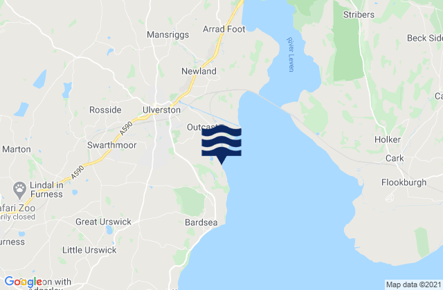 Ulverston, United Kingdomの潮見表地図
