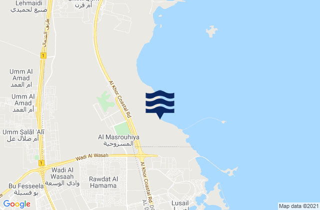 Umm Şalāl Muḩammad, Qatarの潮見表地図