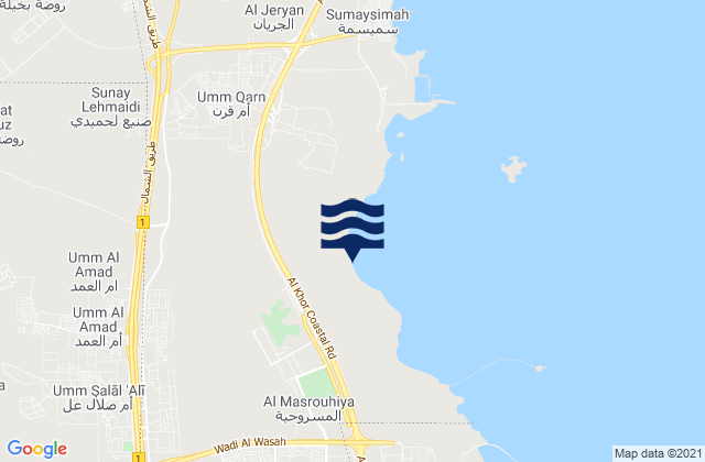 Umm Şalāl ‘Alī, Qatarの潮見表地図