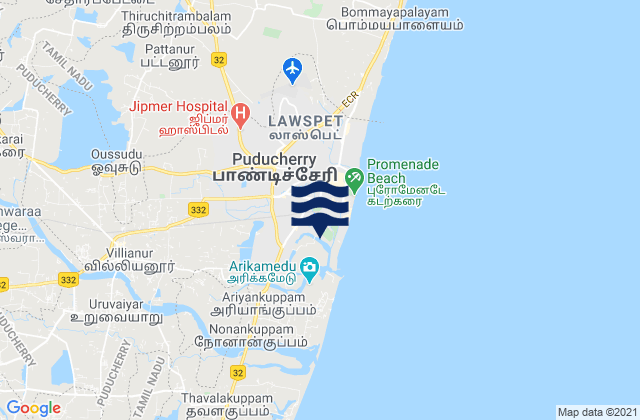 Union Territory of Puducherry, Indiaの潮見表地図
