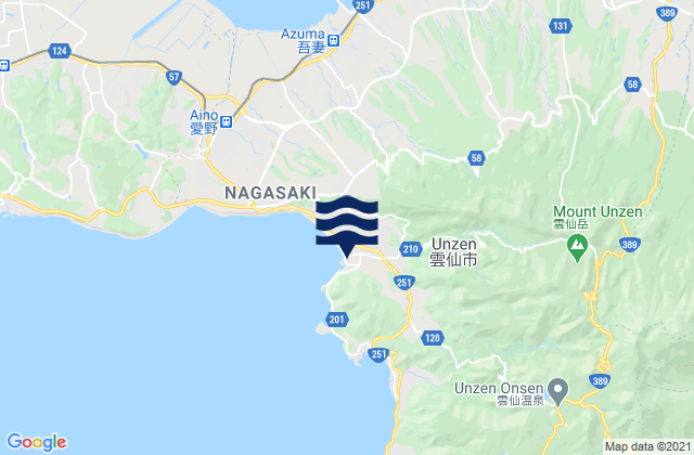 Unzen-shi, Japanの潮見表地図