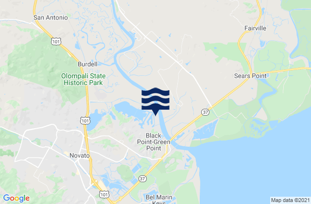Upper Drawbridge (Petaluma River), United Statesの潮見表地図