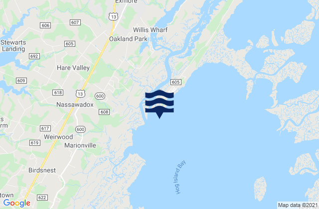 Upshur Neck (South End), United Statesの潮見表地図