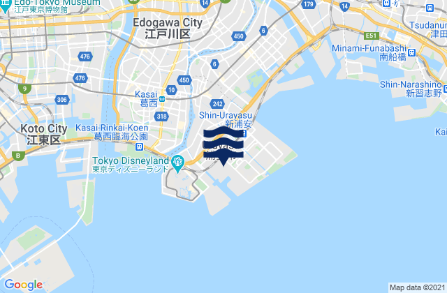 Urayasu-shi, Japanの潮見表地図