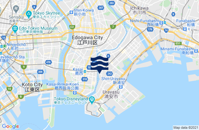 Urayasu, Japanの潮見表地図