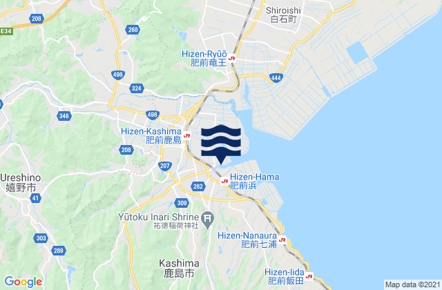 Ureshino Shi, Japanの潮見表地図