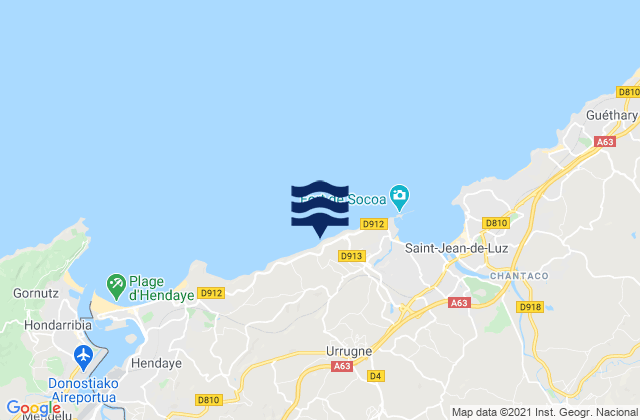 Urrugne, Franceの潮見表地図
