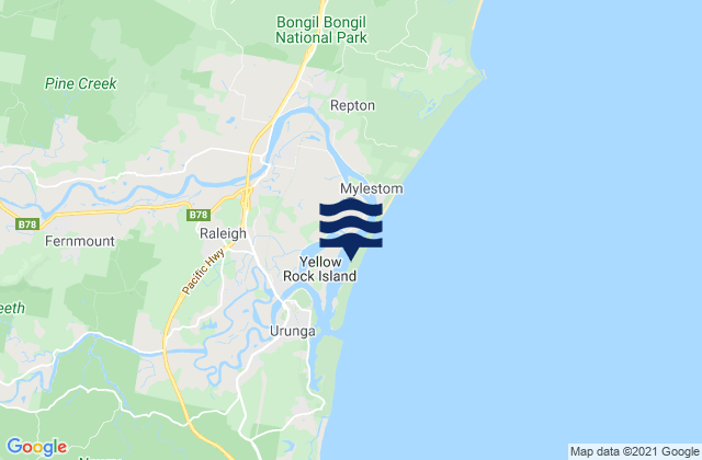 Urunga Island, Australiaの潮見表地図