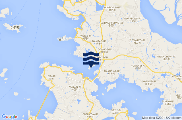 Usuyong, South Koreaの潮見表地図