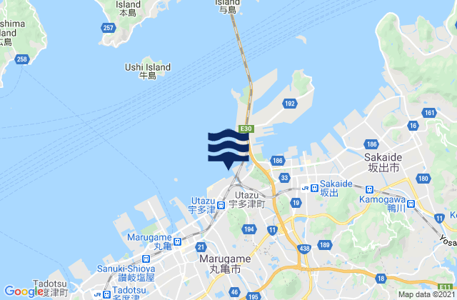 Utazu Kō, Japanの潮見表地図