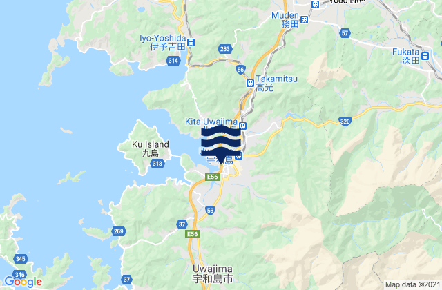 Uwajima-shi, Japanの潮見表地図
