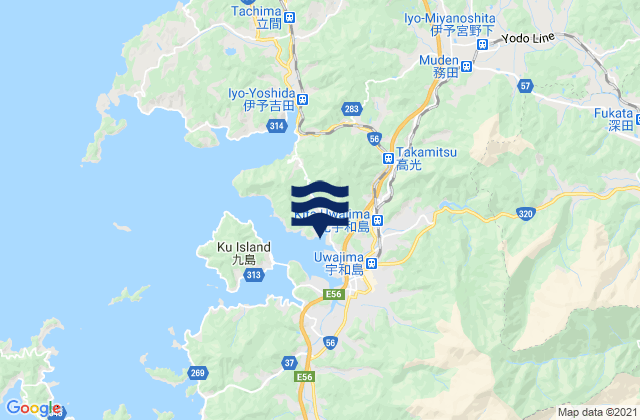 Uwazima, Japanの潮見表地図