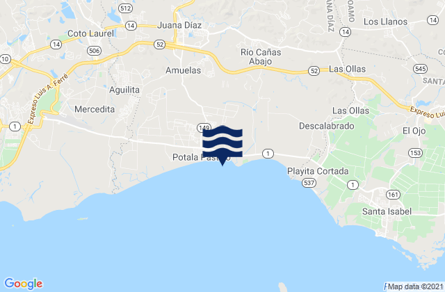 Vacas Barrio, Puerto Ricoの潮見表地図