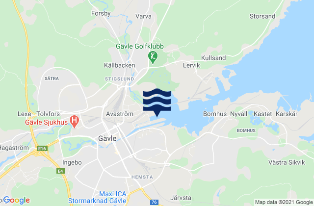Valbo, Swedenの潮見表地図